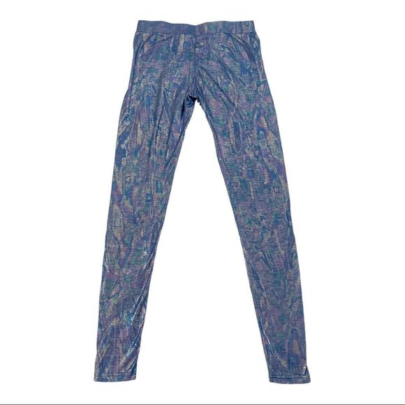English Rose Blue Shimmer Iridescent High Rise Leggings w/Stars; SZ M; BNIP - Picture 3 of 12
